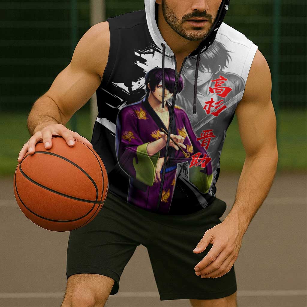 Shinsuke Takasugi Sleeveless Zip Hoodie Dark Ronin Ink Wash Style