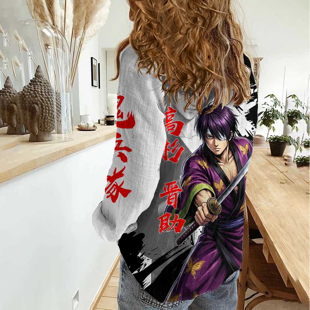 Shinsuke Takasugi Women Casual Shirt Dark Ronin Ink Wash Style