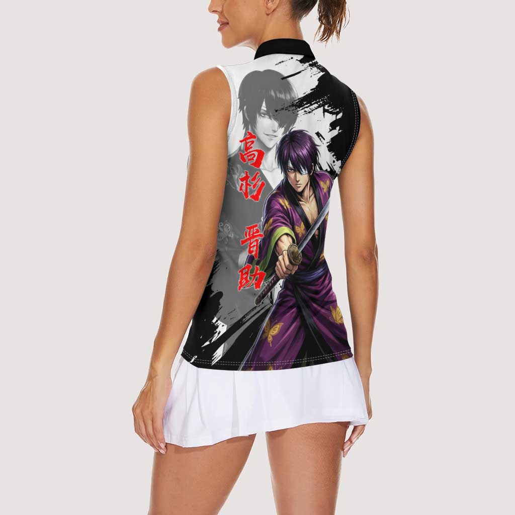 Shinsuke Takasugi Women Sleeveless Polo Shirt Dark Ronin Ink Wash Style