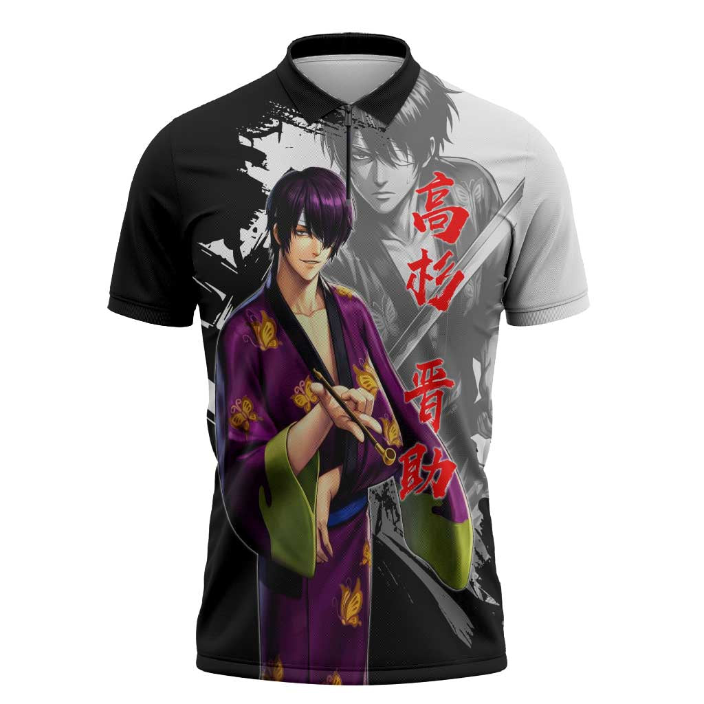 Shinsuke Takasugi Zipper Polo Shirt Dark Ronin Ink Wash Style