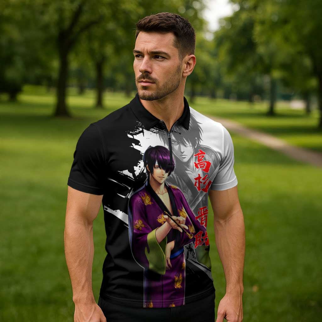 Shinsuke Takasugi Zipper Polo Shirt Dark Ronin Ink Wash Style