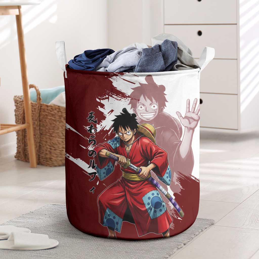 Wano Samurai Luffy Laundry Basket One Piece Warrior Straw Hat