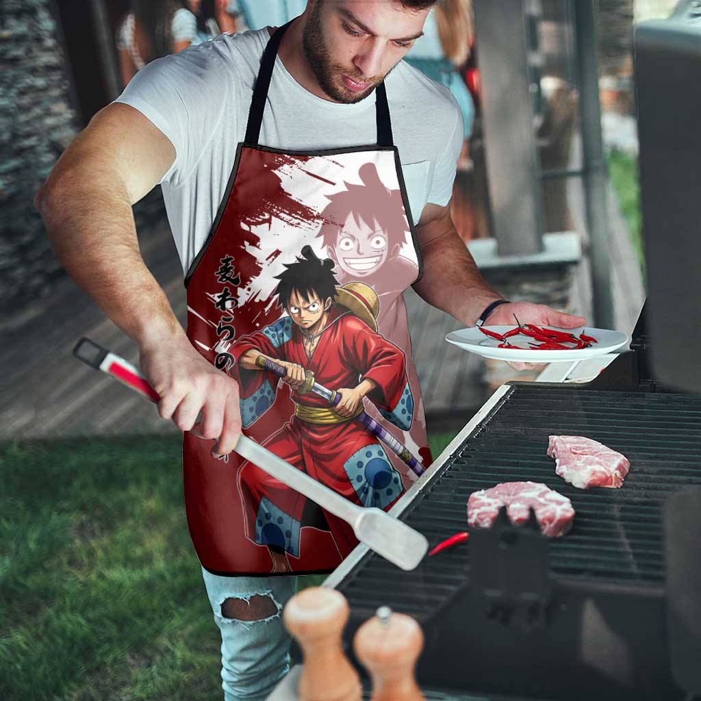 Wano Samurai Luffy Apron One Piece Warrior Straw Hat