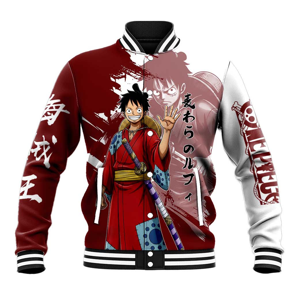 Wano Samurai Luffy Baseball Jacket One Piece Warrior Straw Hat