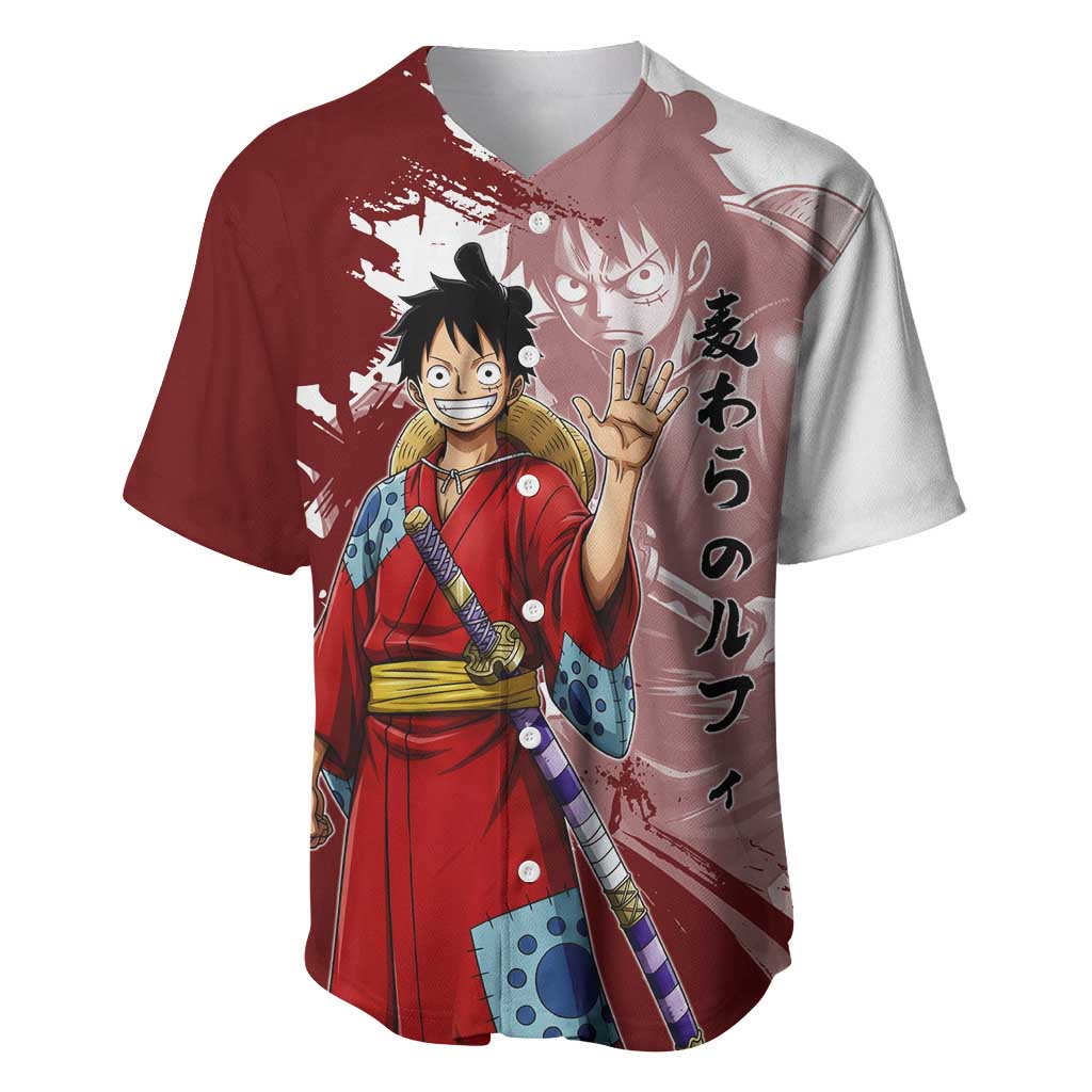 Wano Samurai Luffy Baseball Jersey One Piece Warrior Straw Hat