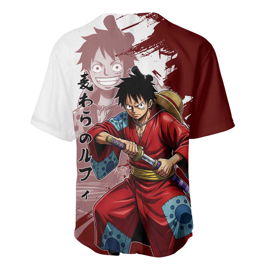 Wano Samurai Luffy Baseball Jersey One Piece Warrior Straw Hat