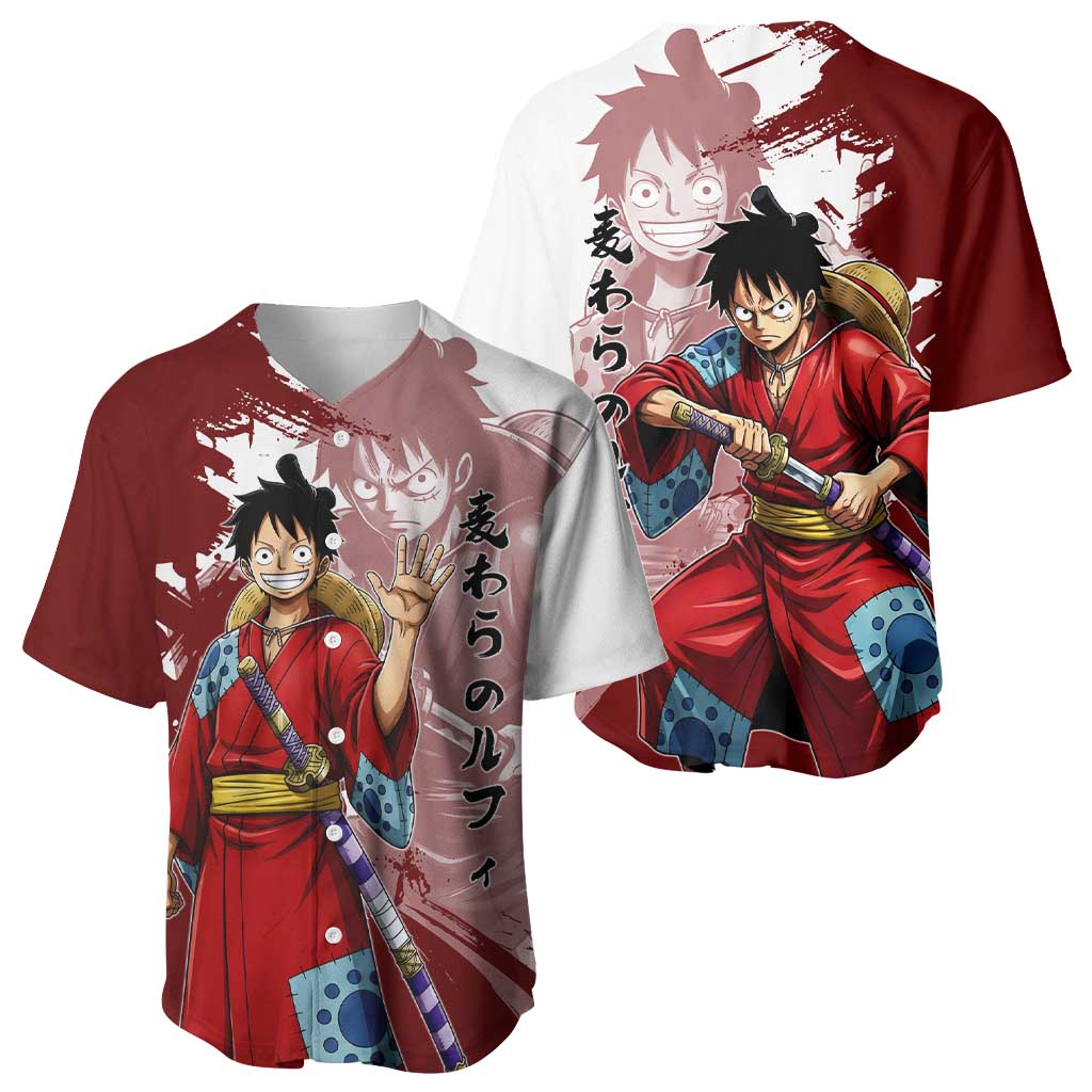 Wano Samurai Luffy Baseball Jersey One Piece Warrior Straw Hat