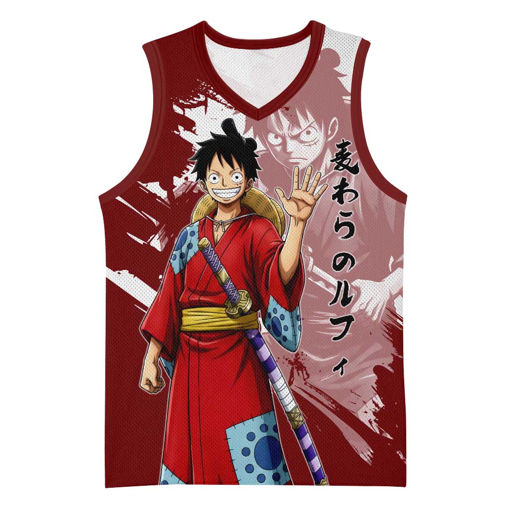 Wano Samurai Luffy Basketball Jersey One Piece Warrior Straw Hat
