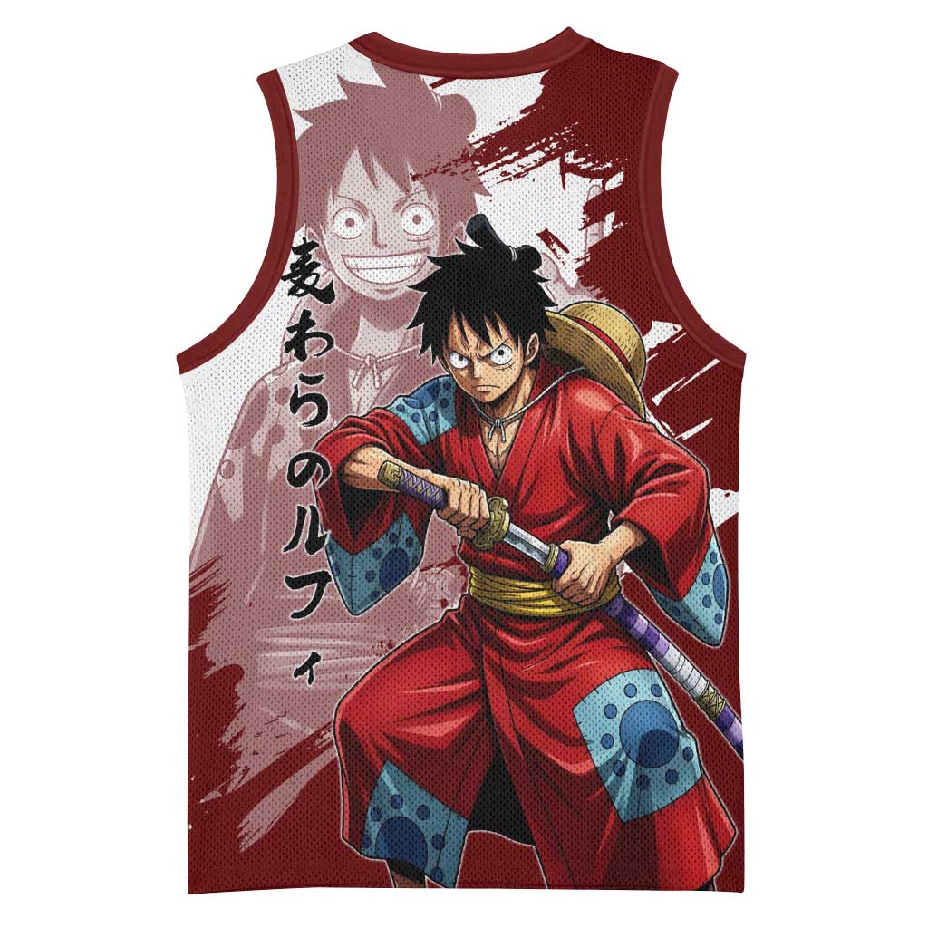 Wano Samurai Luffy Basketball Jersey One Piece Warrior Straw Hat