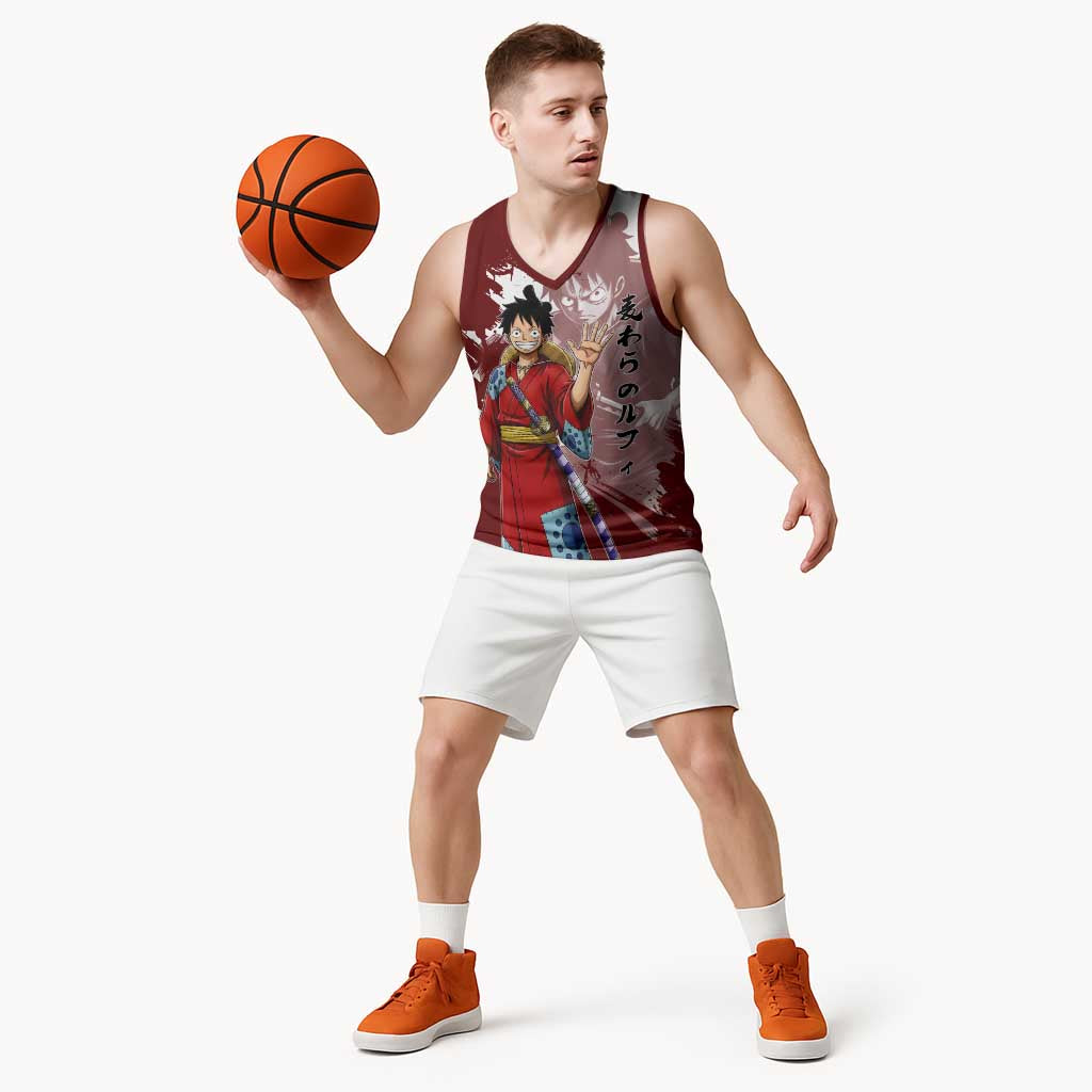Wano Samurai Luffy Basketball Jersey One Piece Warrior Straw Hat