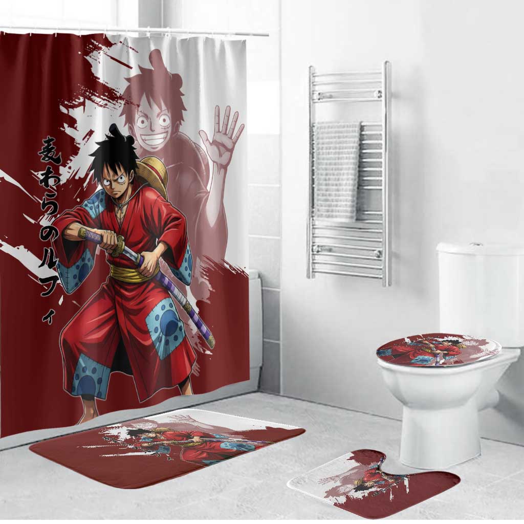 Wano Samurai Luffy Bathroom Set One Piece Warrior Straw Hat