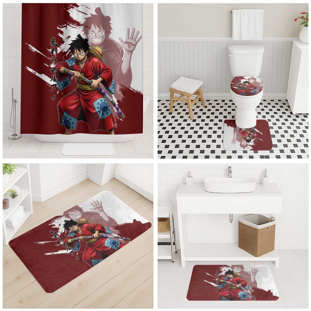 Wano Samurai Luffy Bathroom Set One Piece Warrior Straw Hat