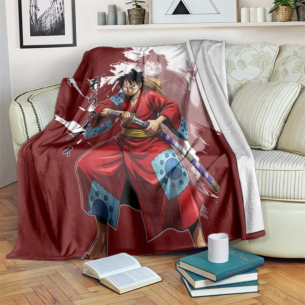 Wano Samurai Luffy Blanket One Piece Warrior Straw Hat