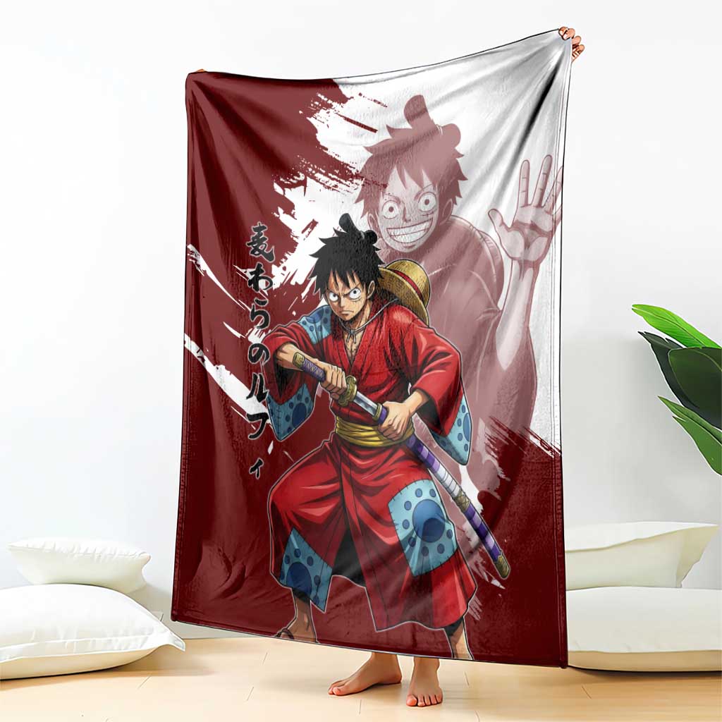Wano Samurai Luffy Blanket One Piece Warrior Straw Hat
