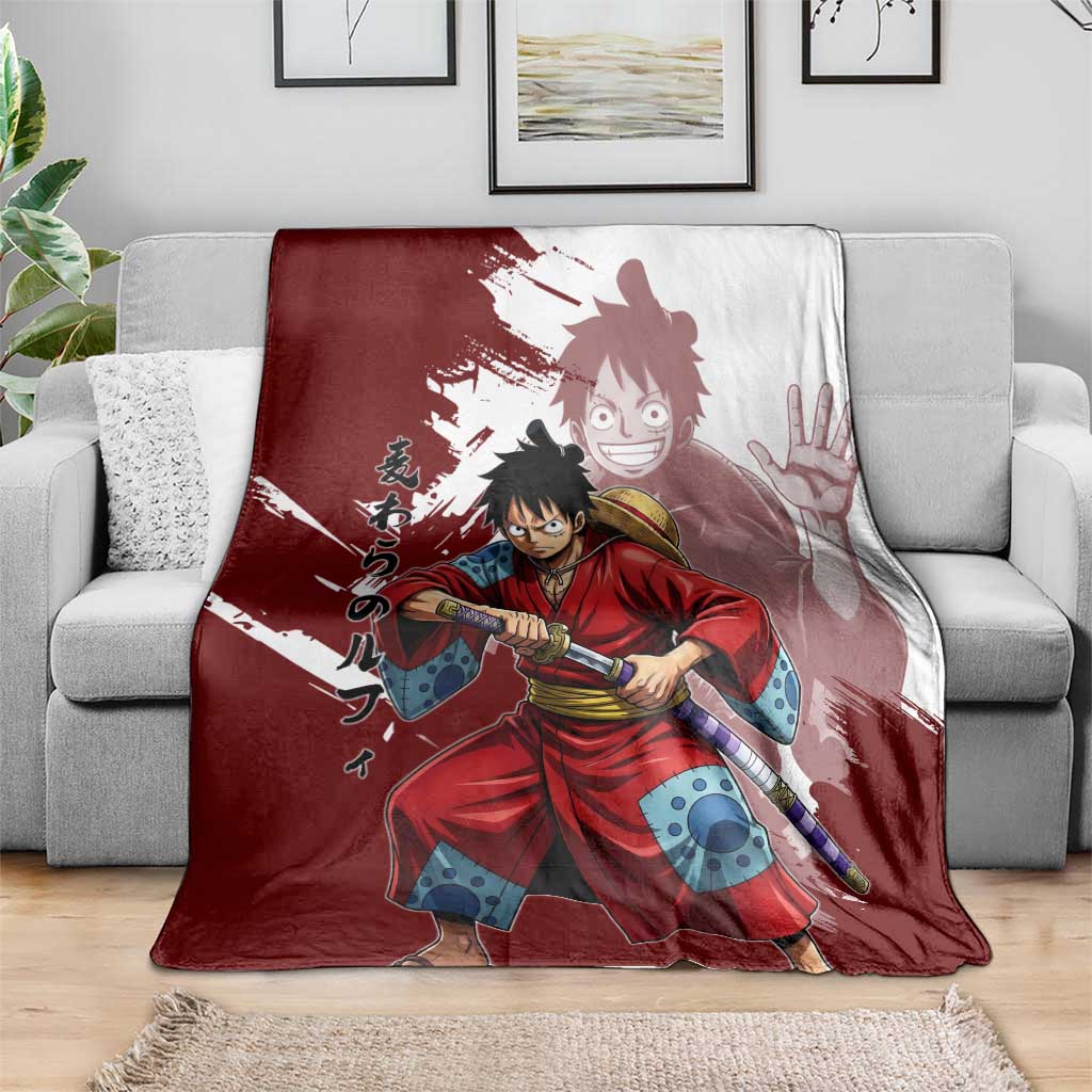 Wano Samurai Luffy Blanket One Piece Warrior Straw Hat