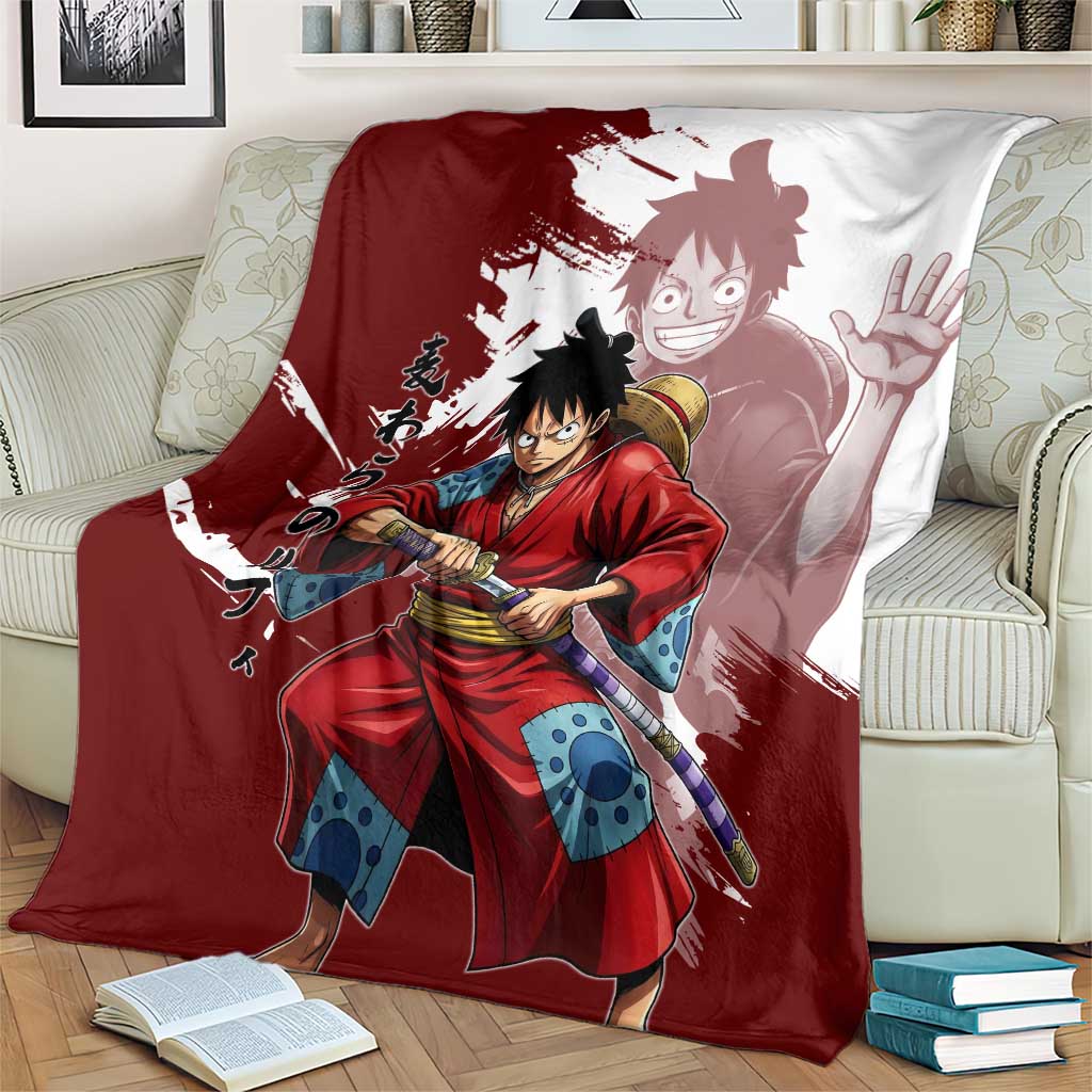 Wano Samurai Luffy Blanket One Piece Warrior Straw Hat