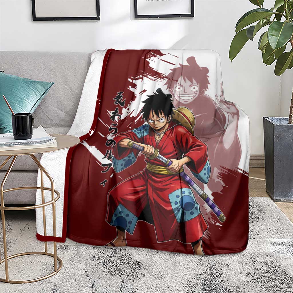 Wano Samurai Luffy Blanket One Piece Warrior Straw Hat