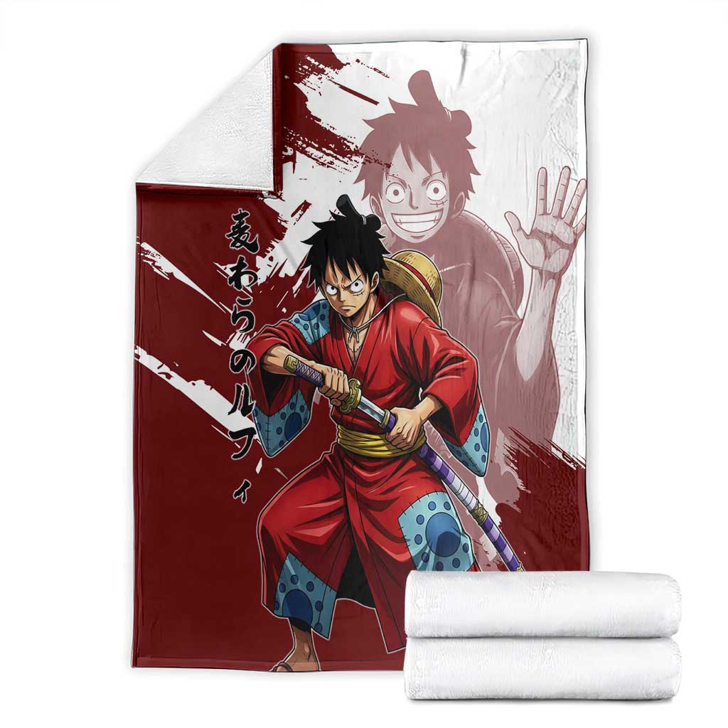 Wano Samurai Luffy Blanket One Piece Warrior Straw Hat