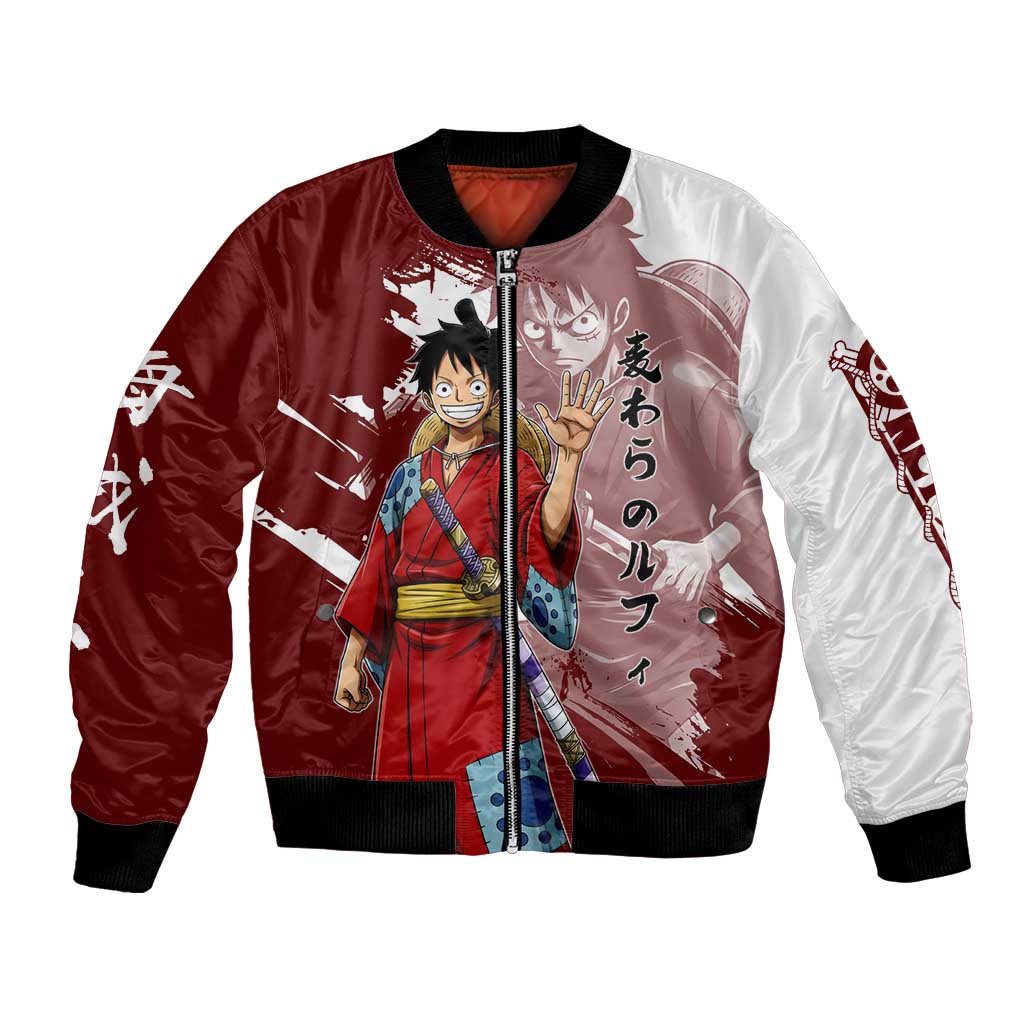 Wano Samurai Luffy Bomber Jacket One Piece Warrior Straw Hat