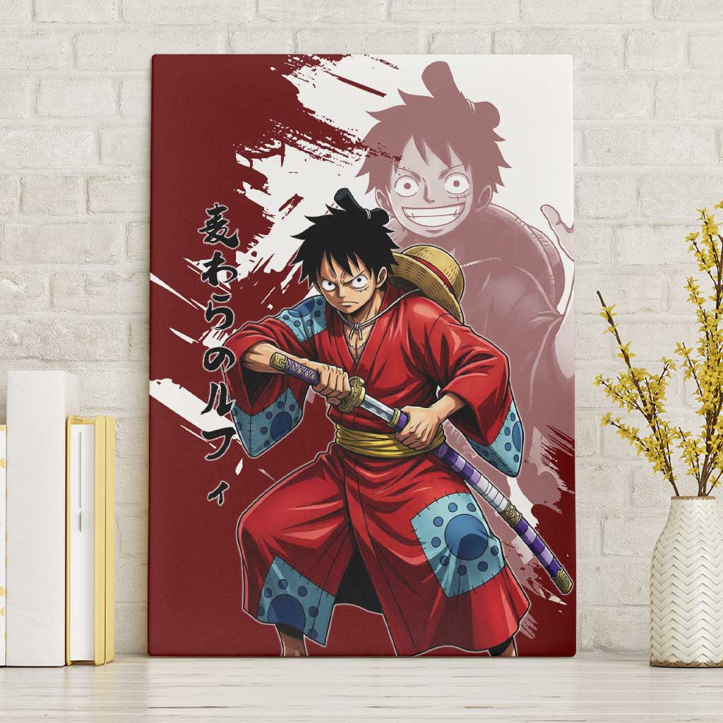 Wano Samurai Luffy Canvas Wall Art One Piece Warrior Straw Hat