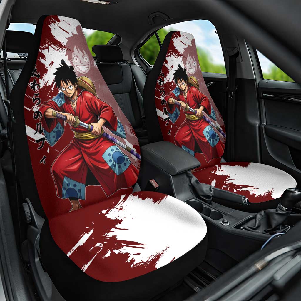 Wano Samurai Luffy Car Seat Cover One Piece Warrior Straw Hat