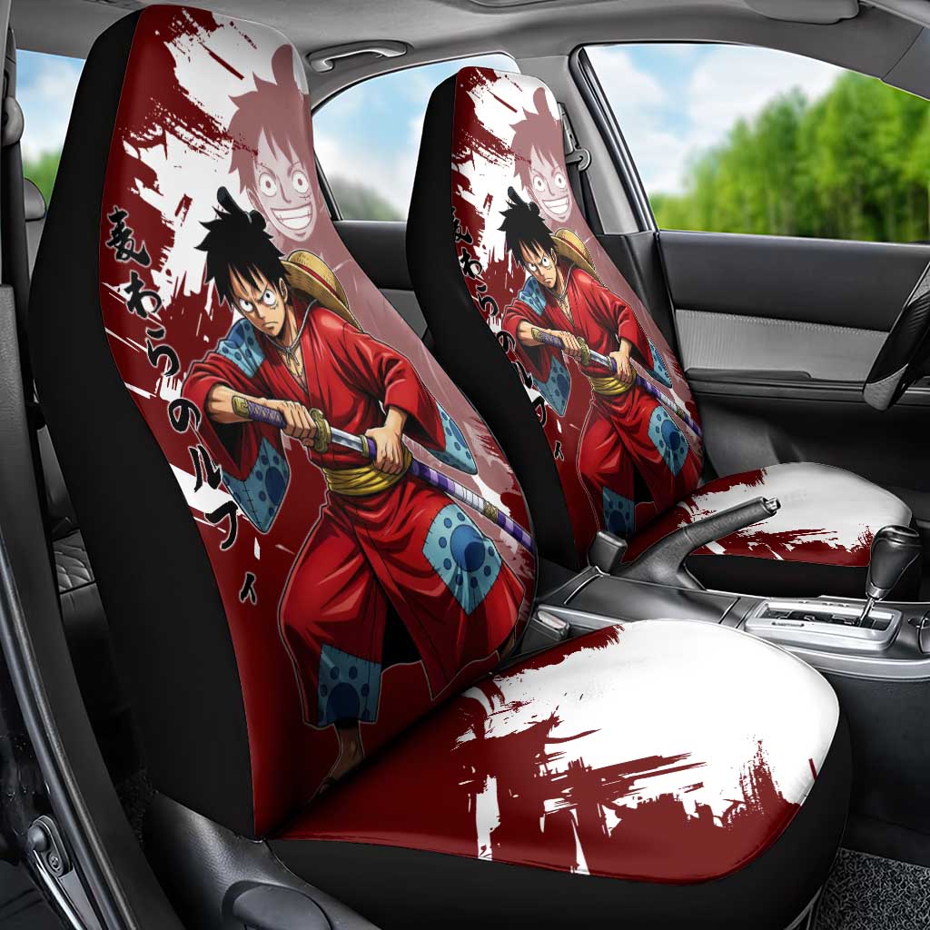 Wano Samurai Luffy Car Seat Cover One Piece Warrior Straw Hat