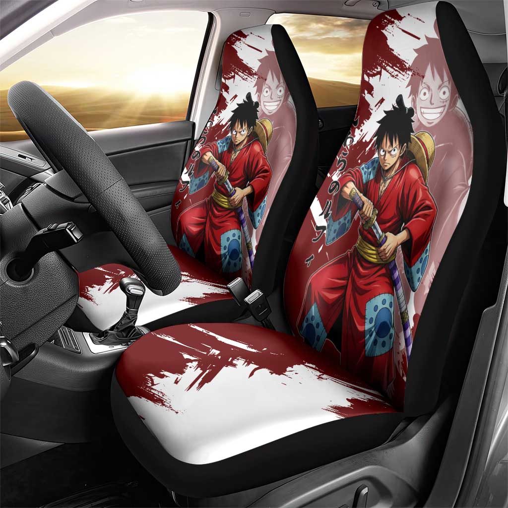 Wano Samurai Luffy Car Seat Cover One Piece Warrior Straw Hat