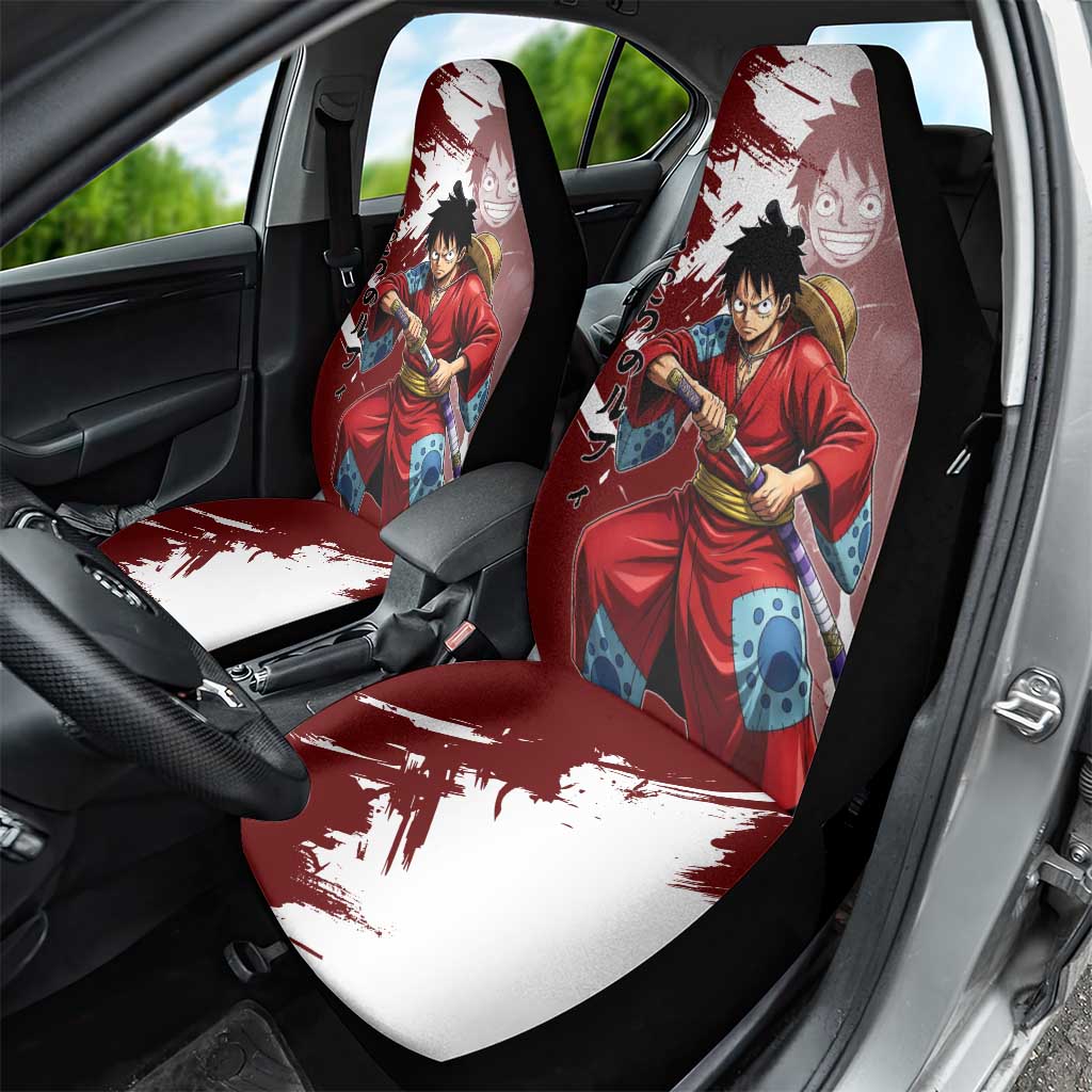 Wano Samurai Luffy Car Seat Cover One Piece Warrior Straw Hat