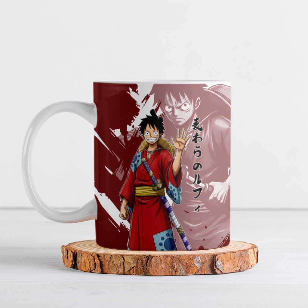 Wano Samurai Luffy Ceramic Mug One Piece Warrior Straw Hat