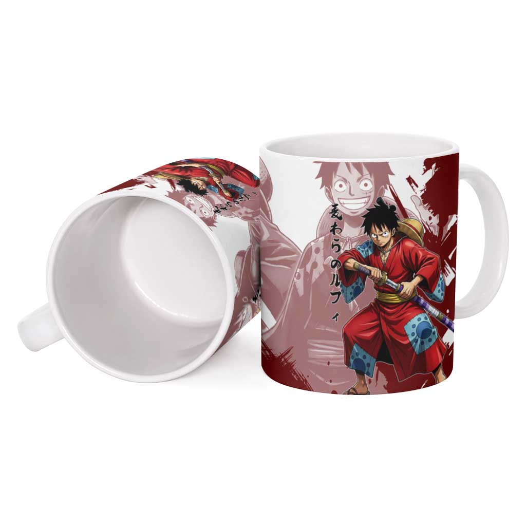 Wano Samurai Luffy Ceramic Mug One Piece Warrior Straw Hat