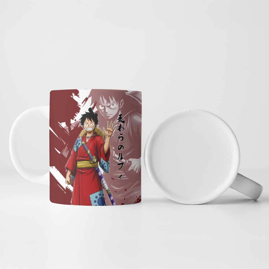 Wano Samurai Luffy Ceramic Mug One Piece Warrior Straw Hat