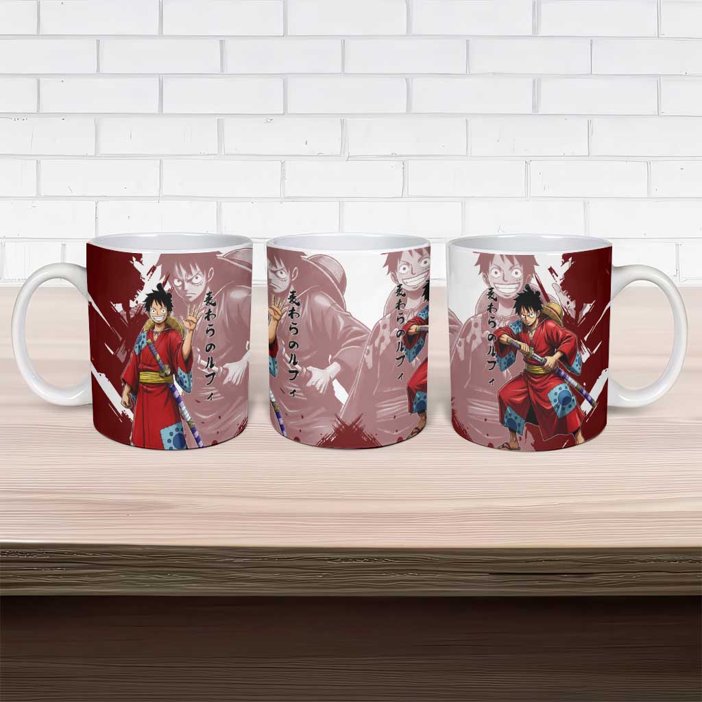 Wano Samurai Luffy Ceramic Mug One Piece Warrior Straw Hat