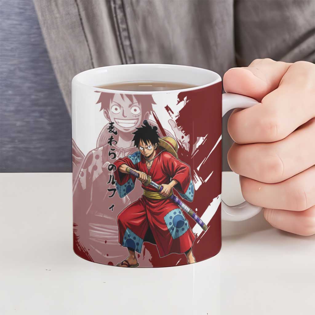 Wano Samurai Luffy Ceramic Mug One Piece Warrior Straw Hat