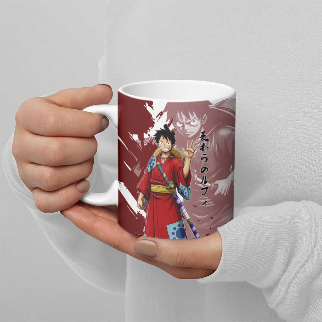 Wano Samurai Luffy Ceramic Mug One Piece Warrior Straw Hat