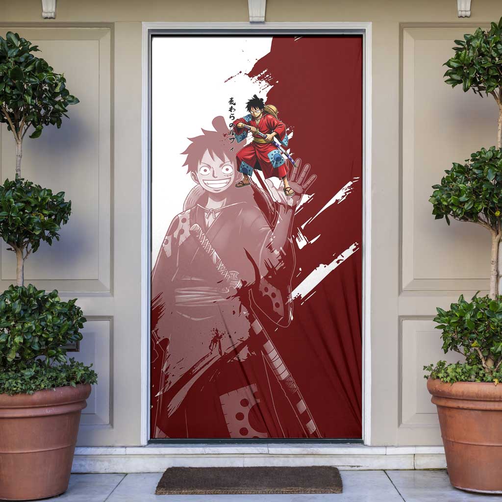 Wano Samurai Luffy Door Cover One Piece Warrior Straw Hat