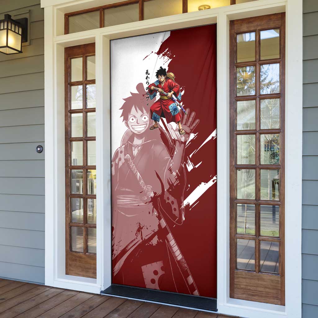 Wano Samurai Luffy Door Cover One Piece Warrior Straw Hat