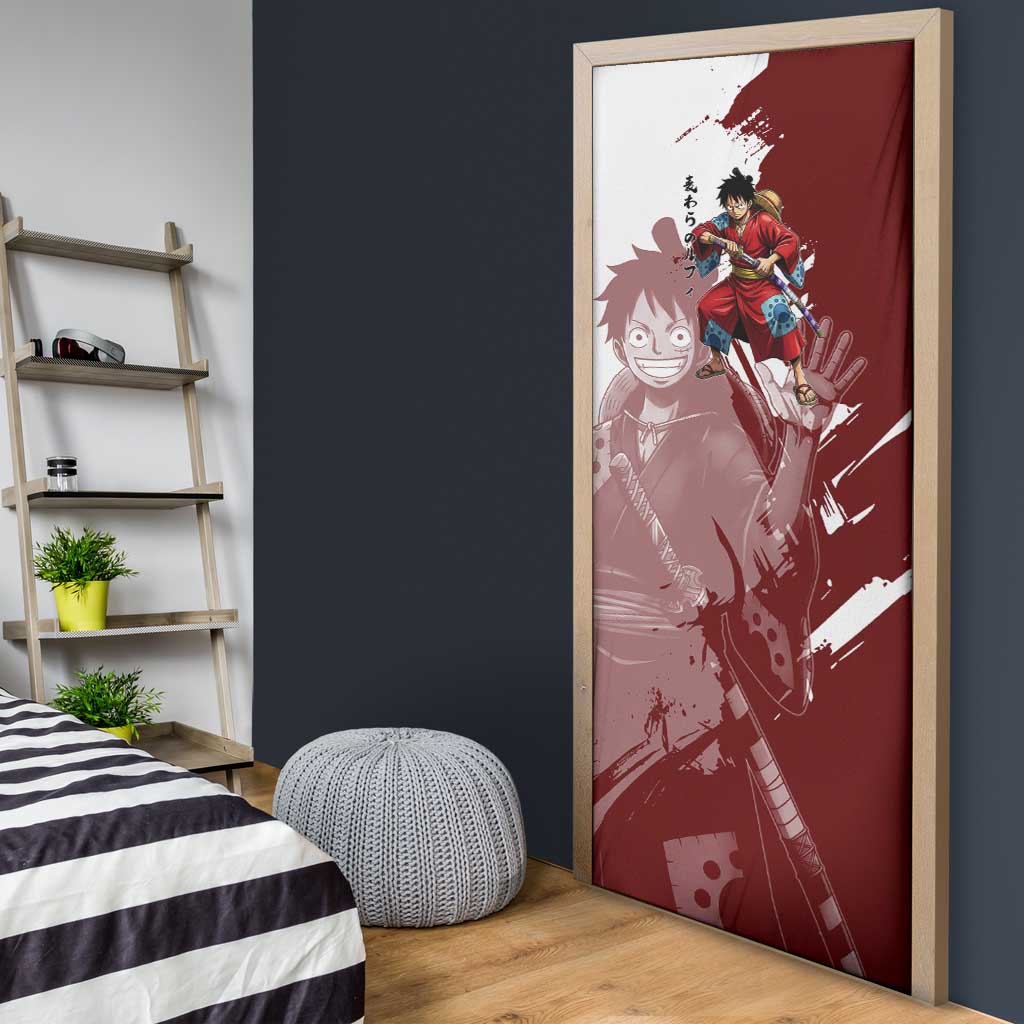 Wano Samurai Luffy Door Cover One Piece Warrior Straw Hat