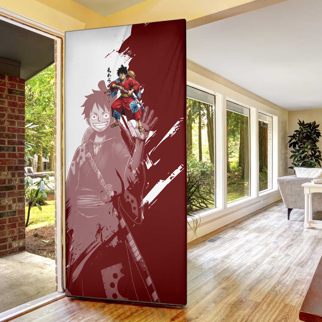 Wano Samurai Luffy Door Cover One Piece Warrior Straw Hat
