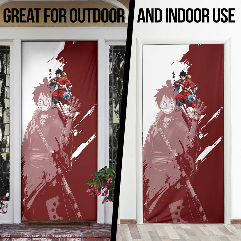 Wano Samurai Luffy Door Cover One Piece Warrior Straw Hat