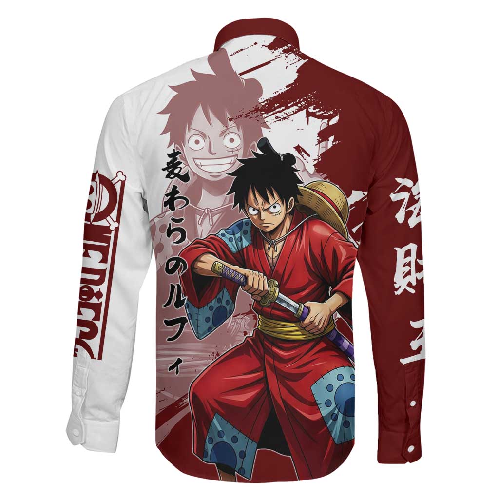 Wano Samurai Luffy Family Matching Mermaid Dress and Hawaiian Shirt One Piece Warrior Straw Hat
