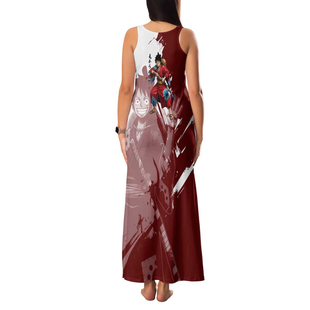 Wano Samurai Luffy Family Matching Tank Maxi Dress and Hawaiian Shirt One Piece Warrior Straw Hat