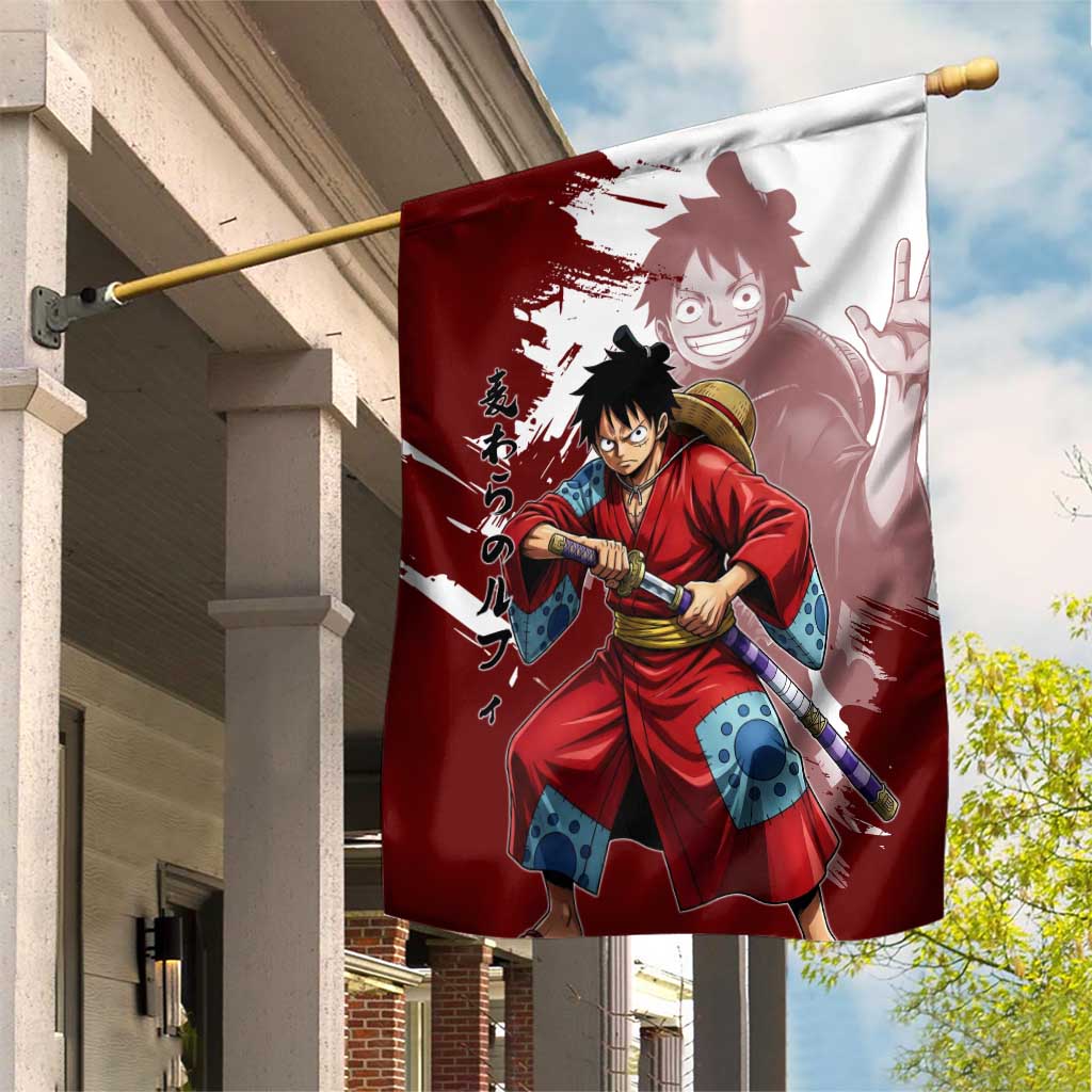 Wano Samurai Luffy Garden Flag One Piece Warrior Straw Hat