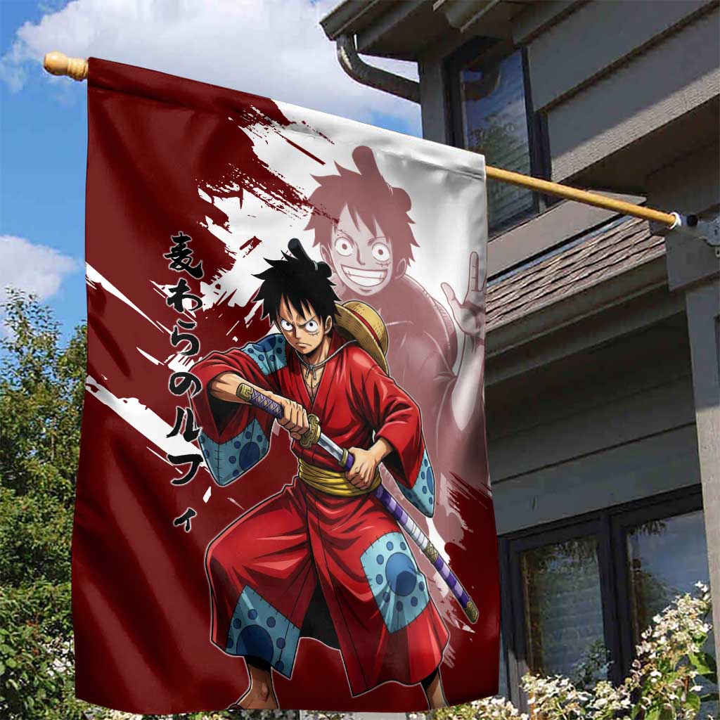 Wano Samurai Luffy Garden Flag One Piece Warrior Straw Hat