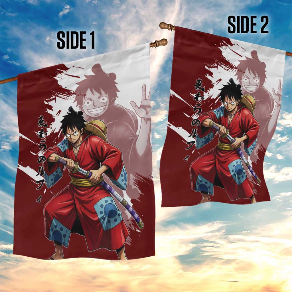 Wano Samurai Luffy Garden Flag One Piece Warrior Straw Hat
