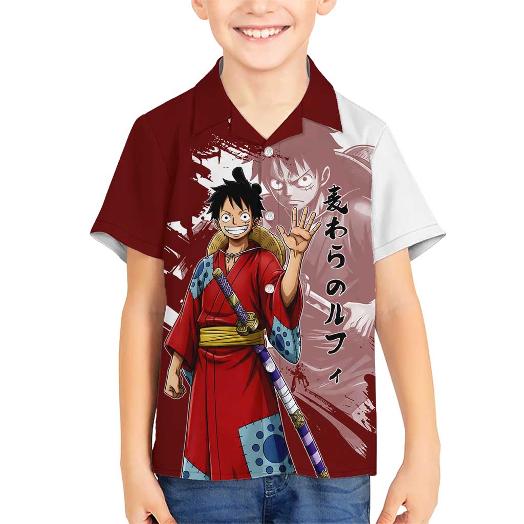 Wano Samurai Luffy Hawaiian Shirt One Piece Warrior Straw Hat