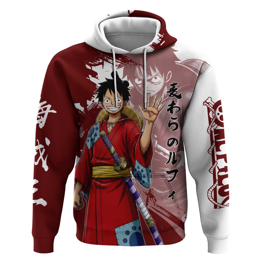 Wano Samurai Luffy Hoodie One Piece Warrior Straw Hat