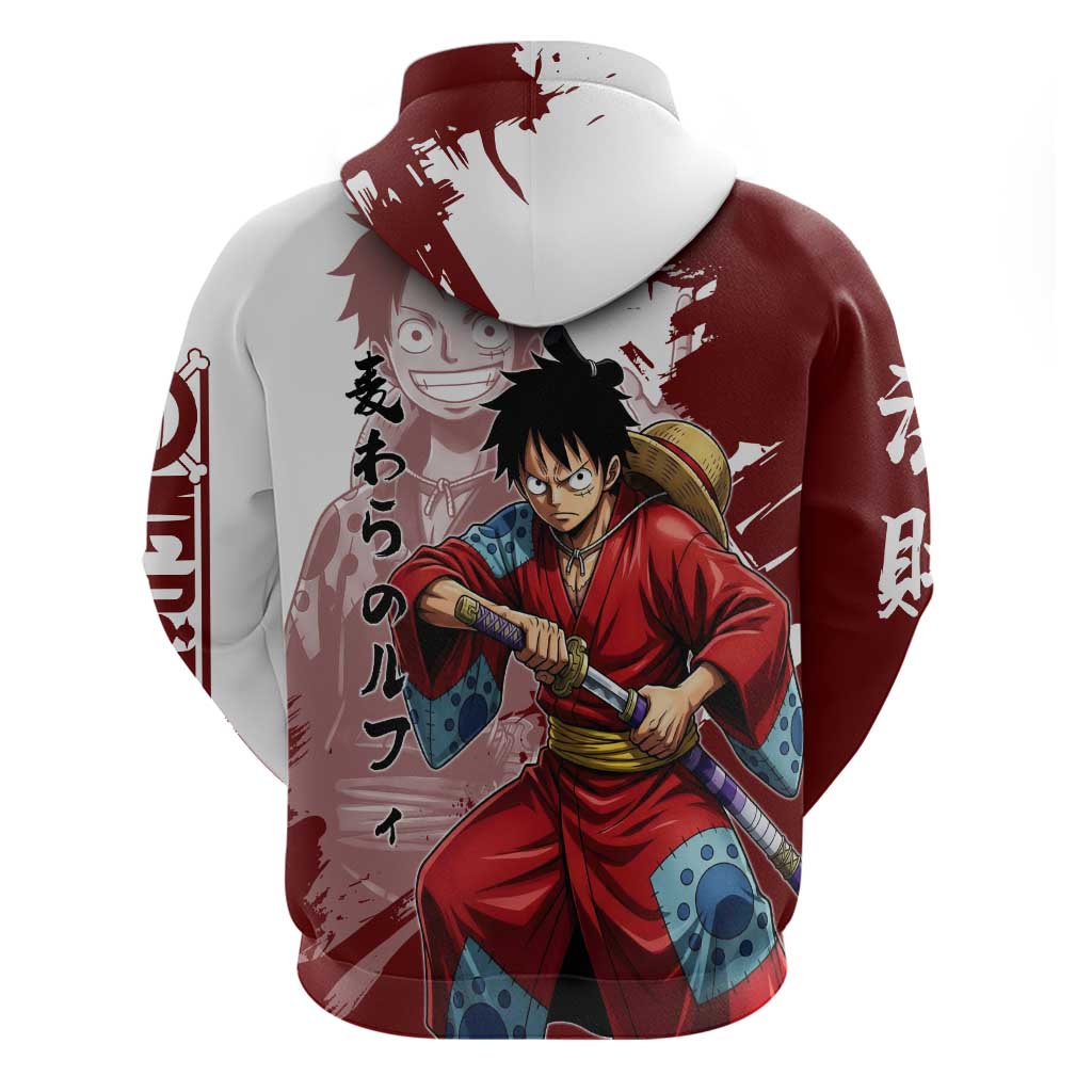 Wano Samurai Luffy Hoodie One Piece Warrior Straw Hat