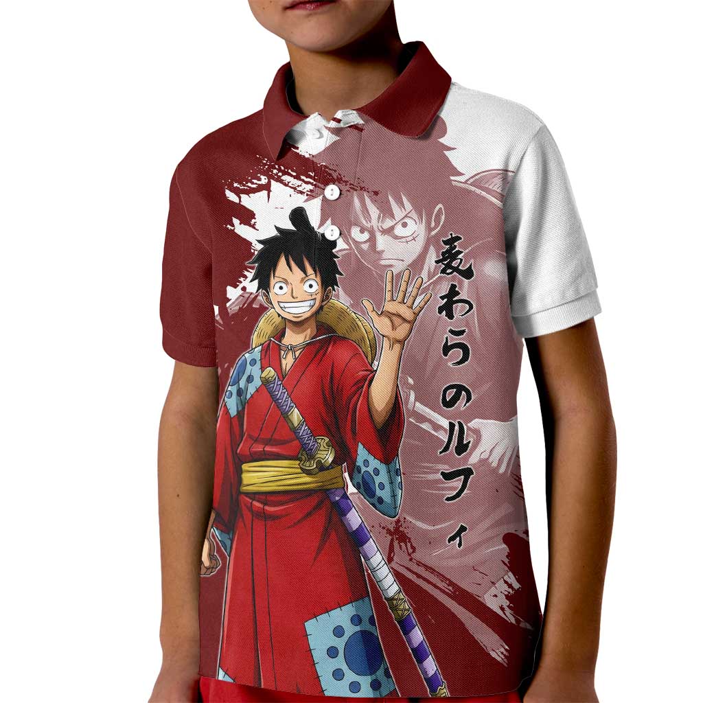 Wano Samurai Luffy Kid Polo Shirt One Piece Warrior Straw Hat
