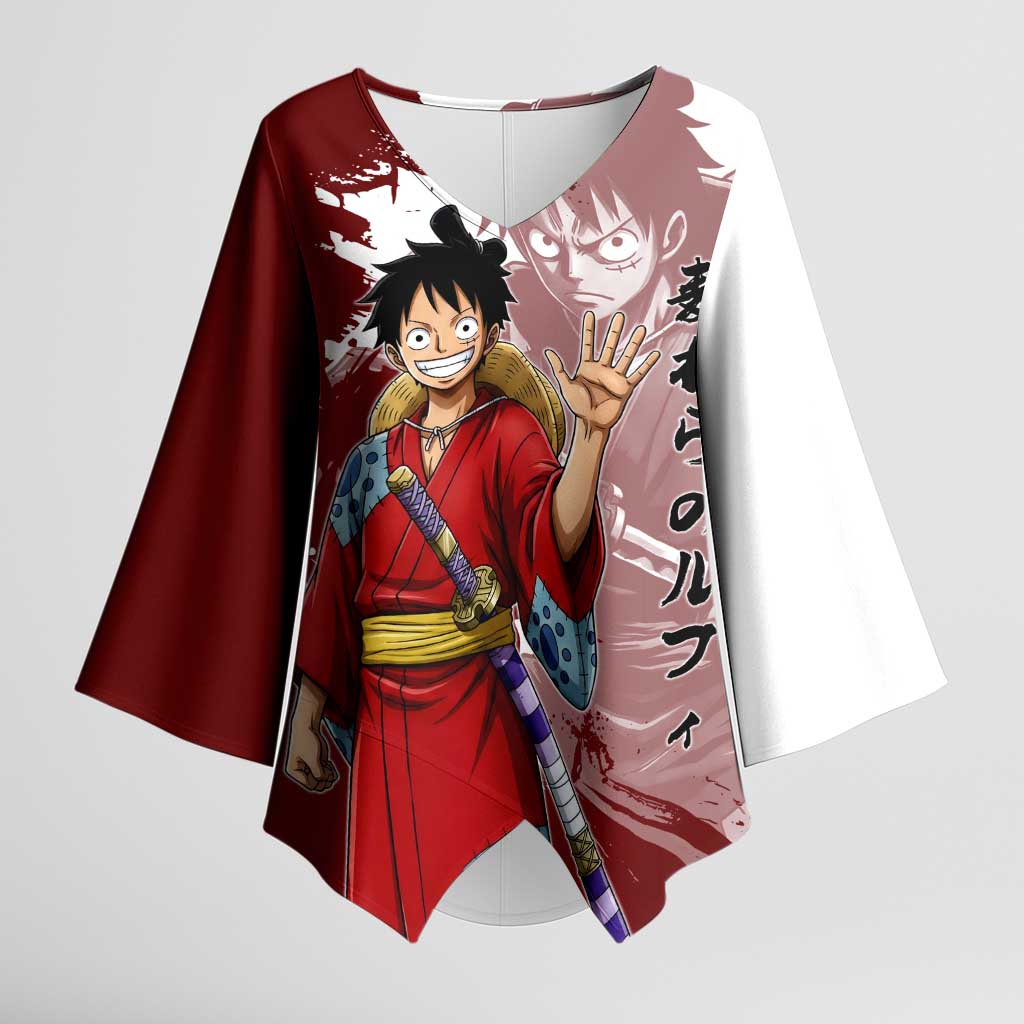 Wano Samurai Luffy Kimono Sleeve Blouse One Piece Warrior Straw Hat