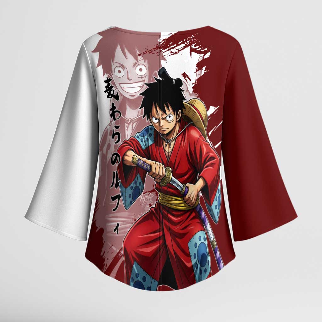 Wano Samurai Luffy Kimono Sleeve Blouse One Piece Warrior Straw Hat